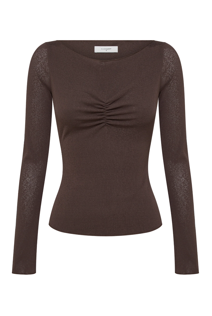 NUDE LUCY Clement Long Sleeve Top CHESTNUT
