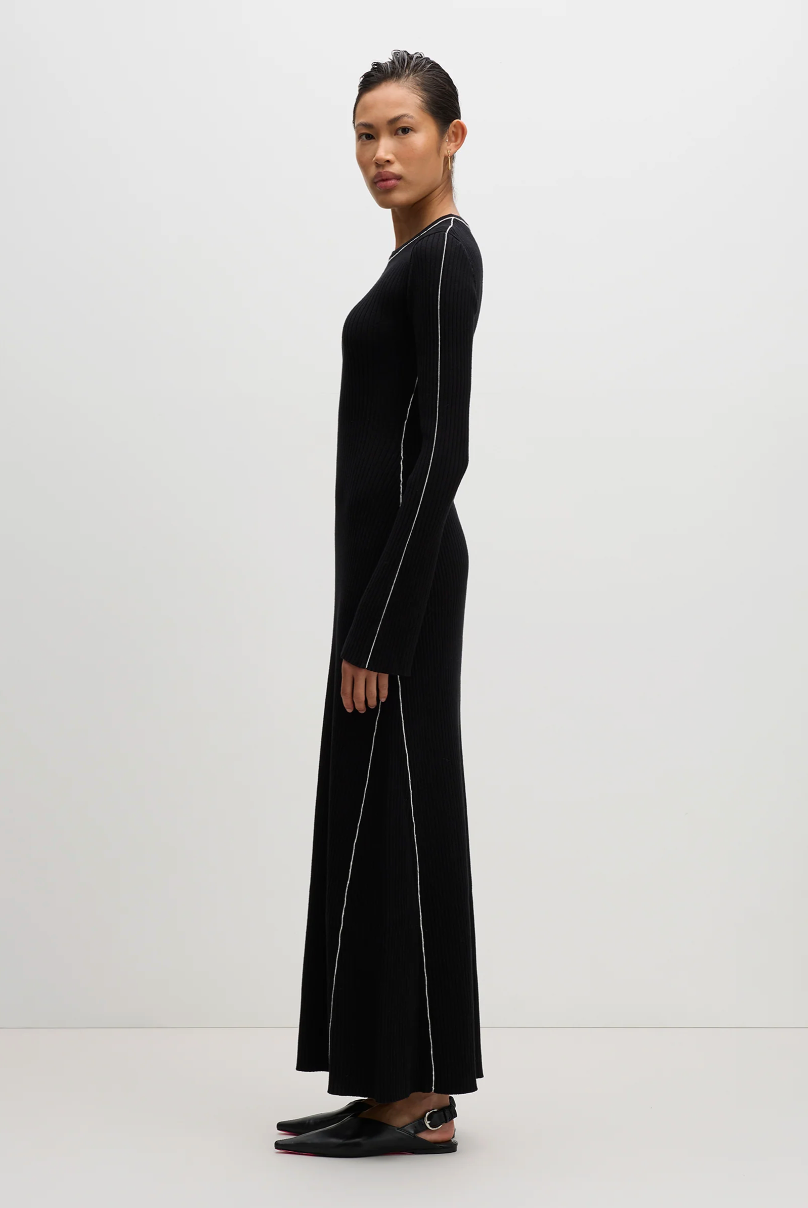 NUDE LUCY Gaia Knit Maxi Dress BLACK