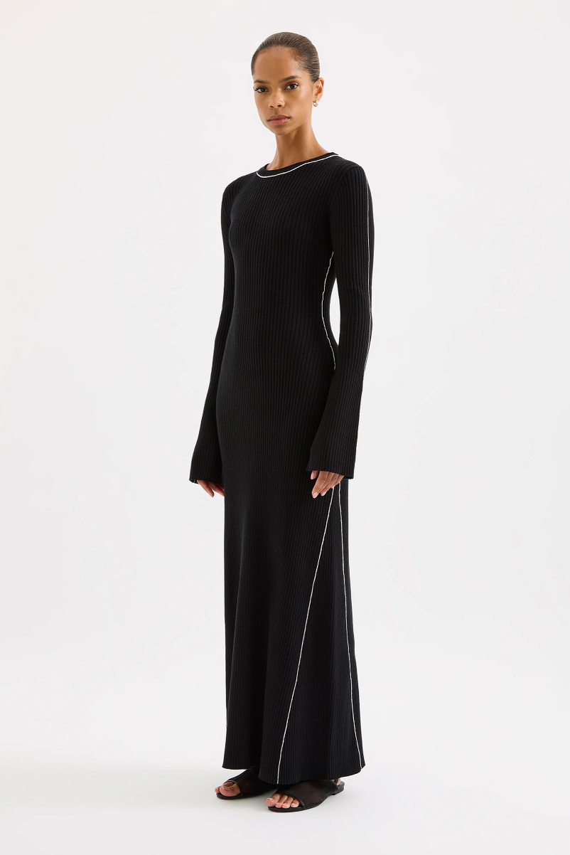 NUDE LUCY Gaia Knit Maxi Dress BLACK