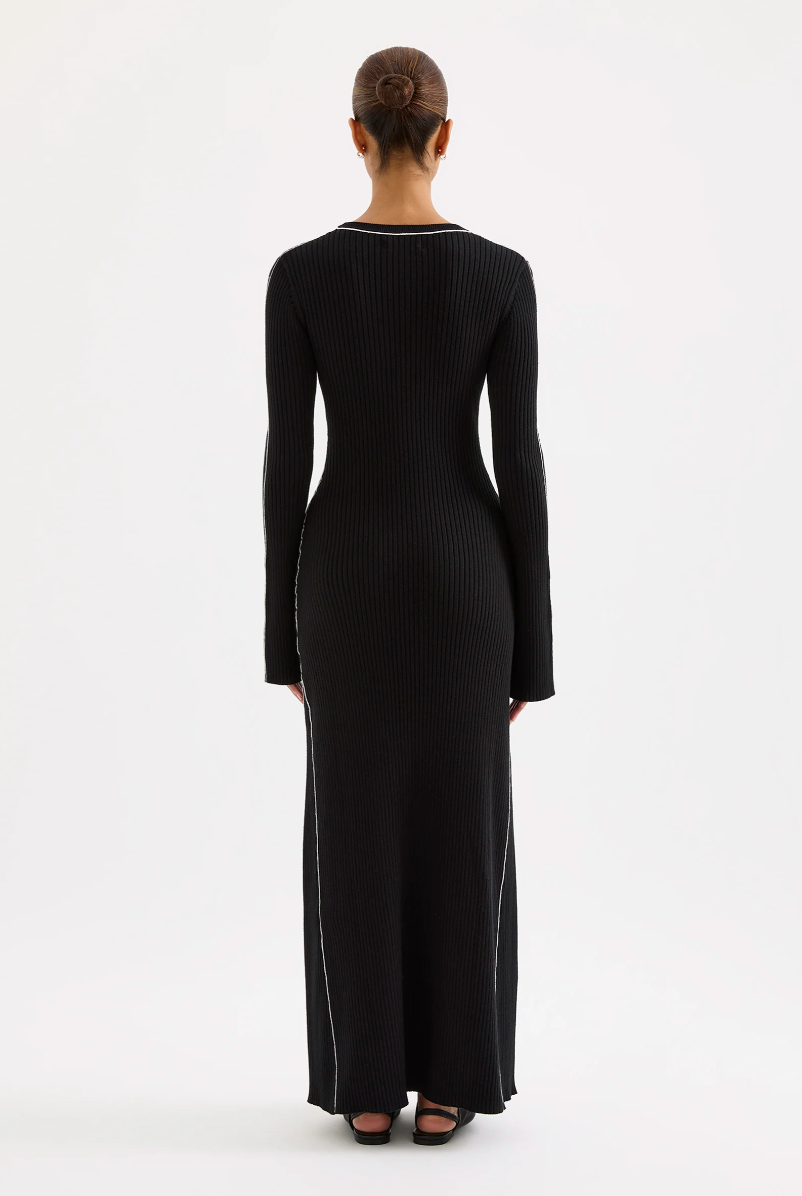 NUDE LUCY Gaia Knit Maxi Dress BLACK