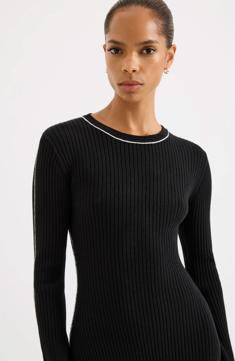NUDE LUCY Gaia Knit Maxi Dress BLACK