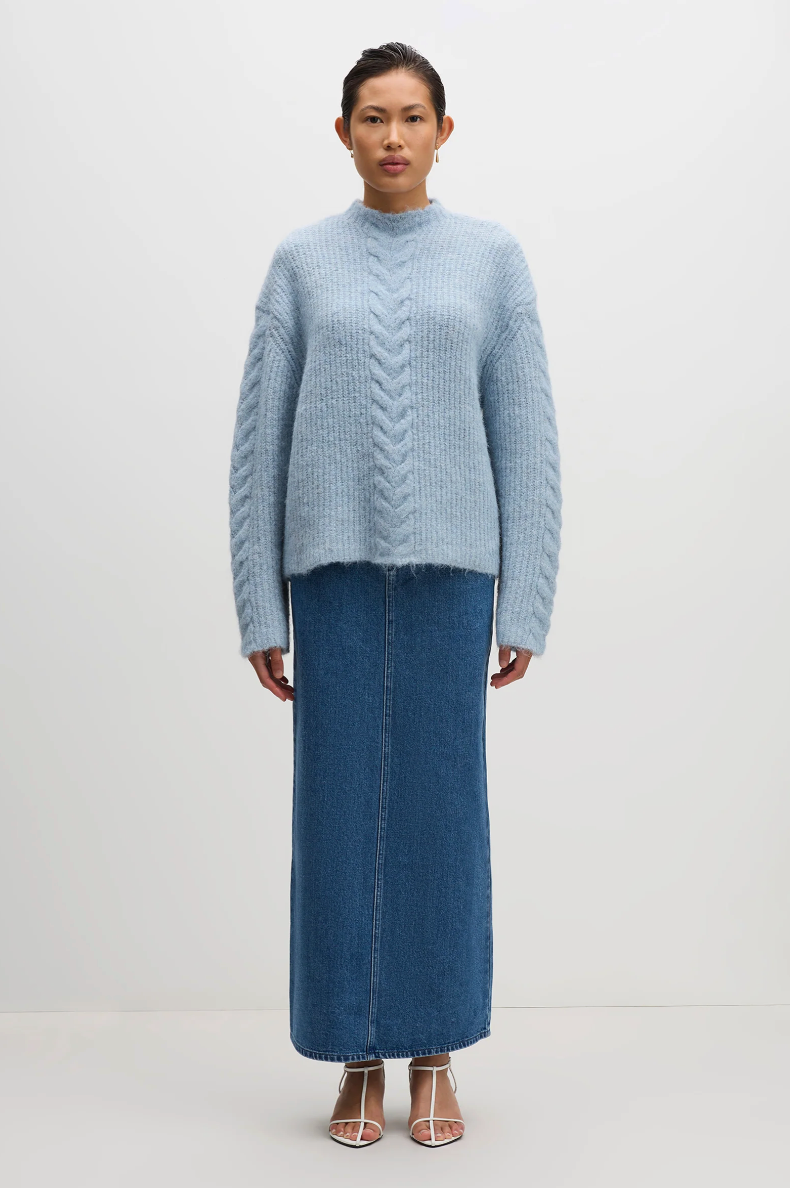 NUDE LUCY Paige Cable Knit SKY