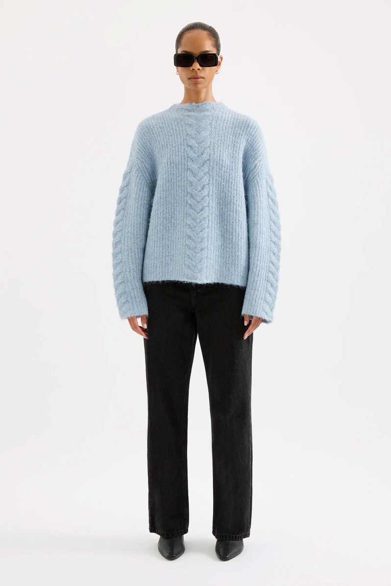 NUDE LUCY Paige Cable Knit SKY