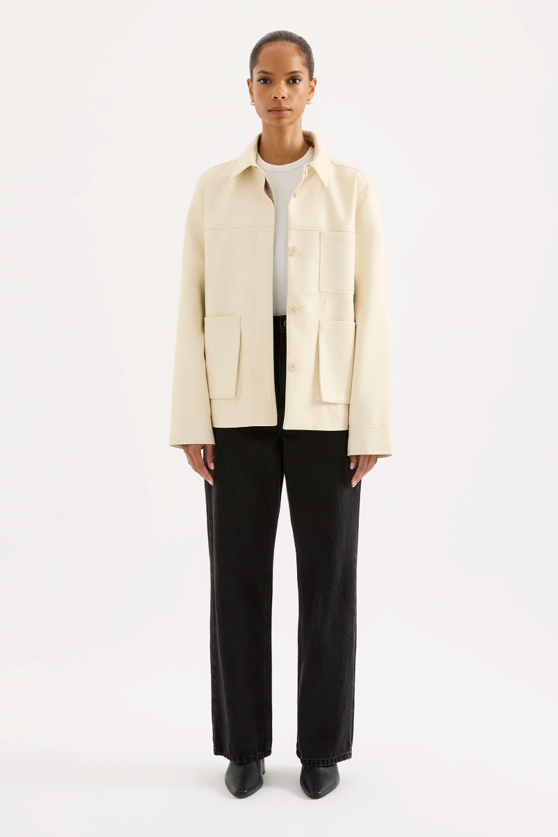 NUDE LUCY Telsey Faux Leather Jacket IVORY