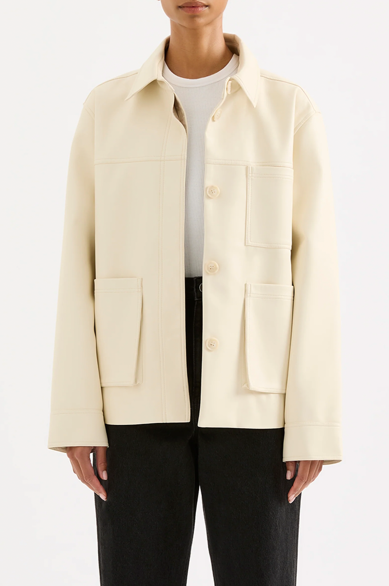 NUDE LUCY Telsey Faux Leather Jacket IVORY