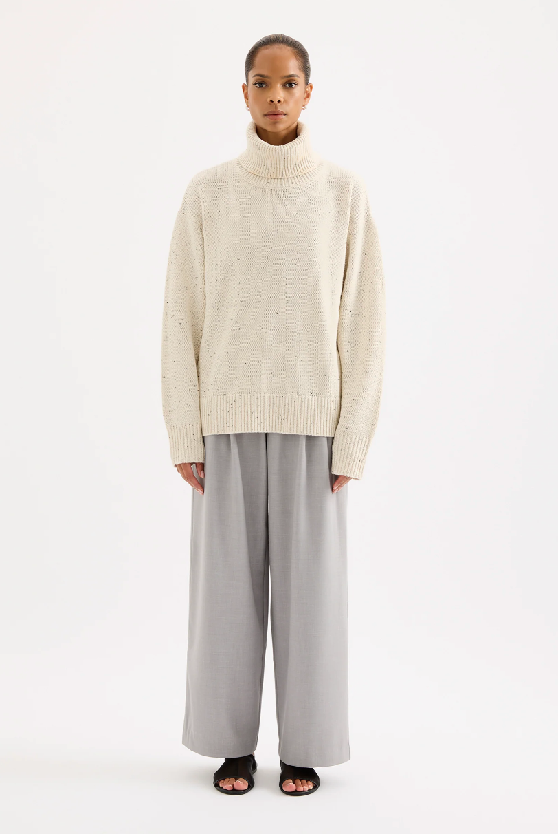 NUDE LUCY Lander Turtleneck Knit OAT SPECKLE