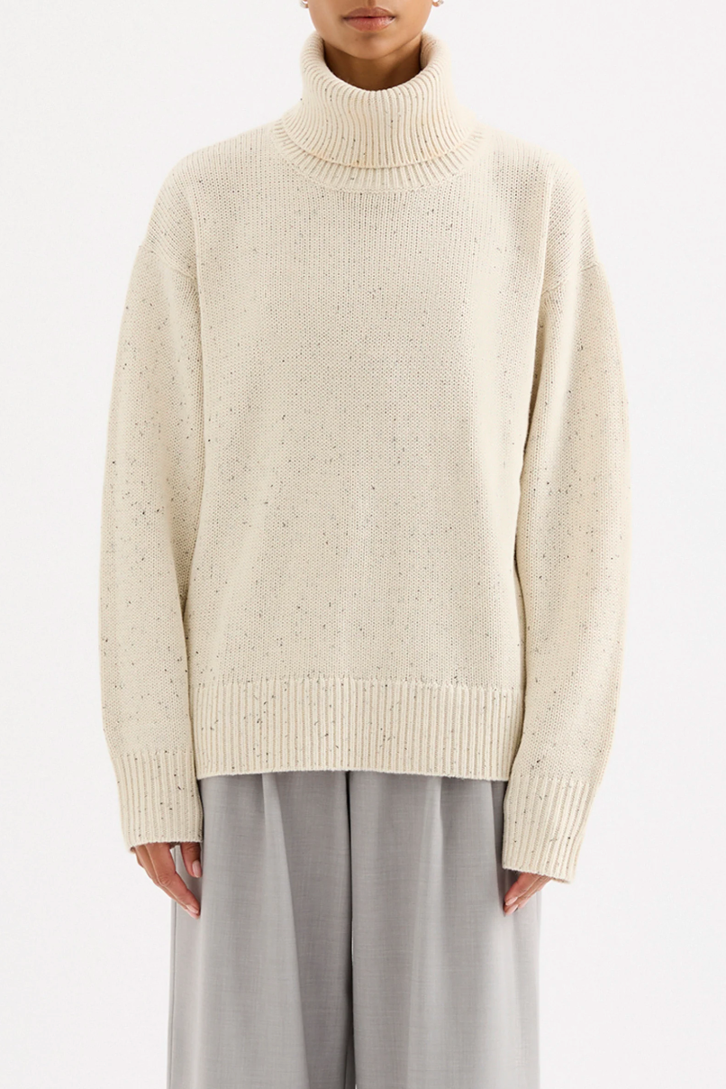 NUDE LUCY Lander Turtleneck Knit OAT SPECKLE
