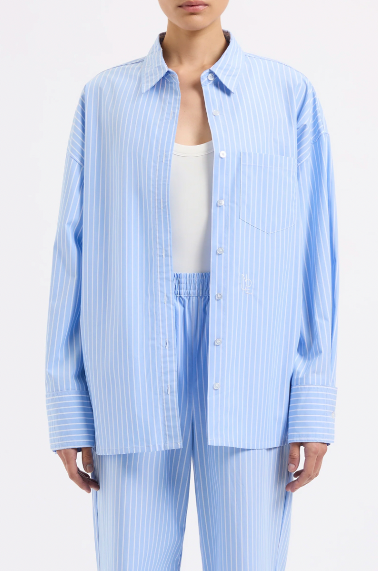 NUDE LUCY Organic Poplin Shirt SKY STRIPE