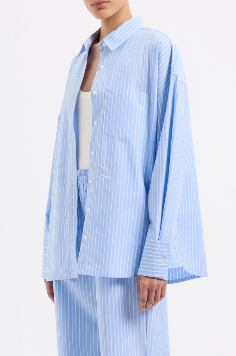 NUDE LUCY Organic Poplin Shirt SKY STRIPE