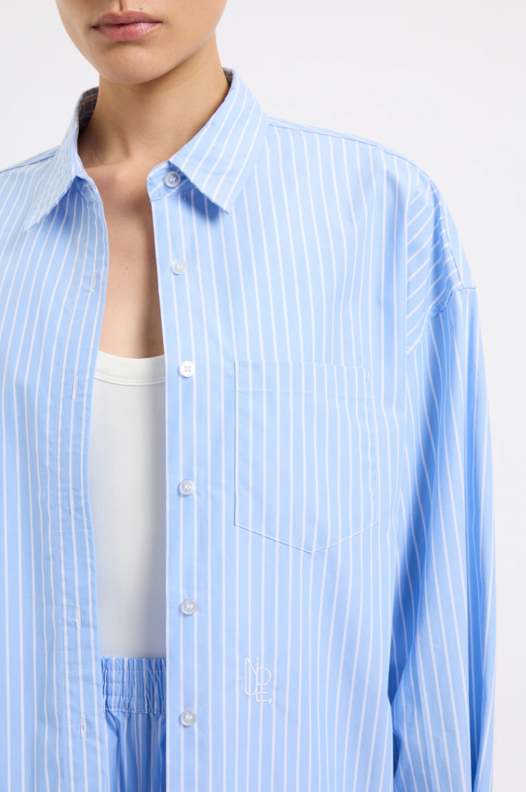 NUDE LUCY Organic Poplin Shirt SKY STRIPE