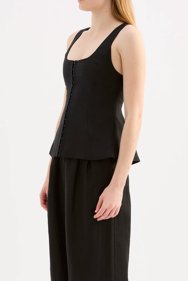 NUDE LUCY Quinn Linen Vest BLACK