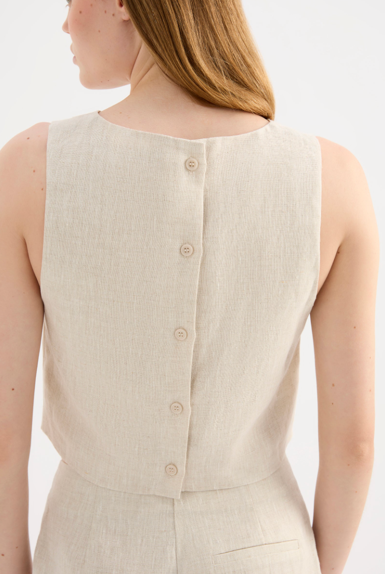 NUDE LUCY Marli Linen Top NATURAL