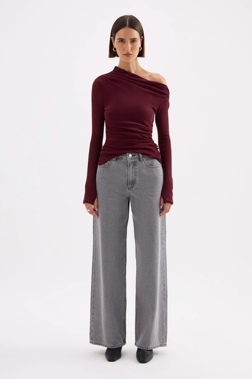 NUDE LUCY Rue Mesh Long Sleeve MERLOT