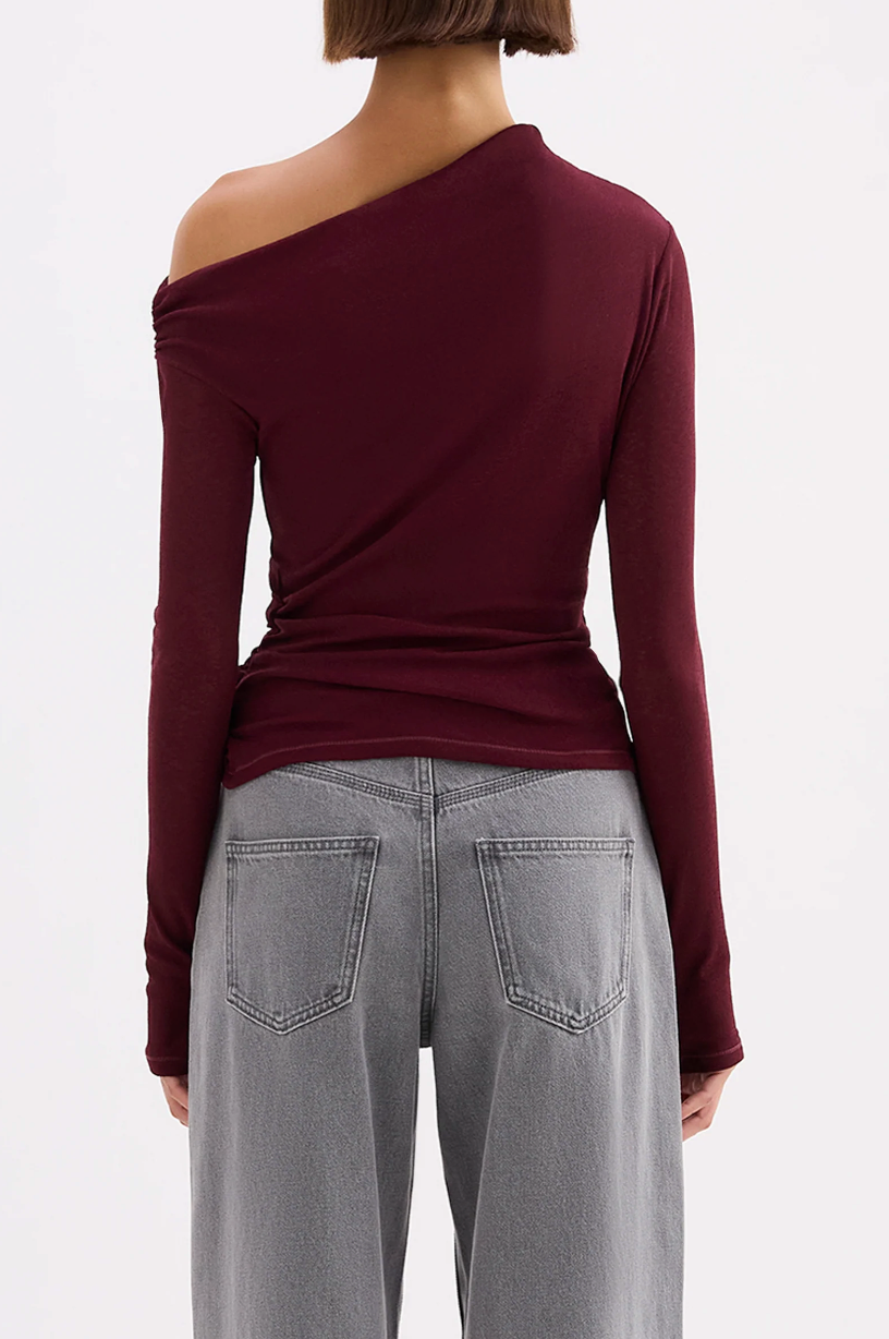 NUDE LUCY Rue Mesh Long Sleeve MERLOT