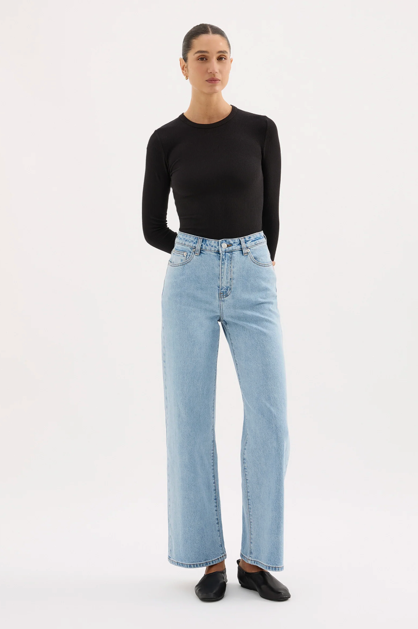 NUDE LUCY Organic Stretch Wide Leg Jean SOFT BLUE