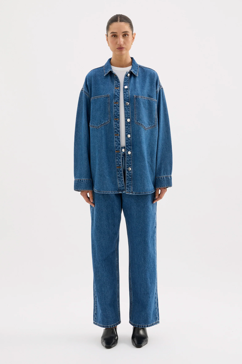 NUDE LUCY Organic Denim Overshirt ROYAL BLUE