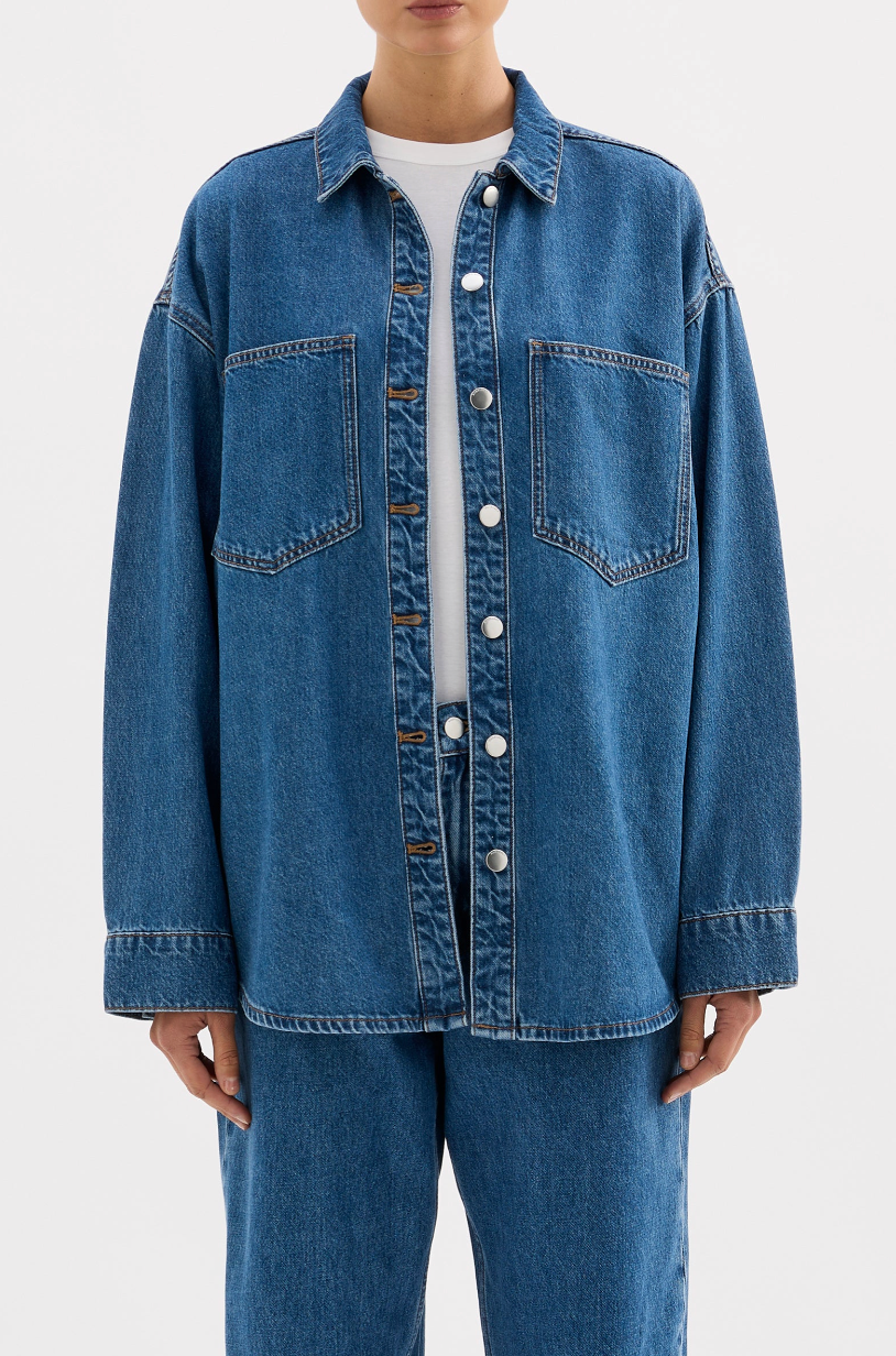 NUDE LUCY Organic Denim Overshirt ROYAL BLUE