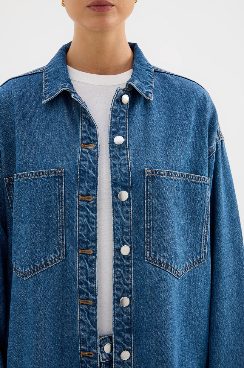 NUDE LUCY Organic Denim Overshirt ROYAL BLUE