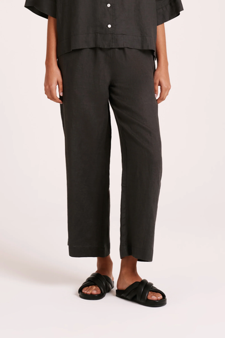 NUDE LUCY Lounge Linen Crop Pant COAL