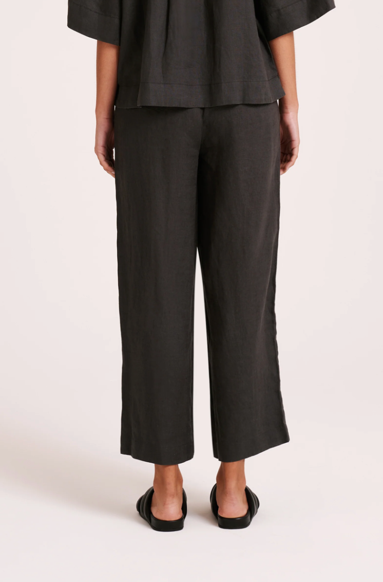 NUDE LUCY Lounge Linen Crop Pant COAL
