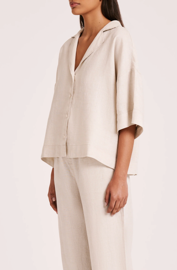 NUDE LUCY Lounge Linen Shirt NATURAL