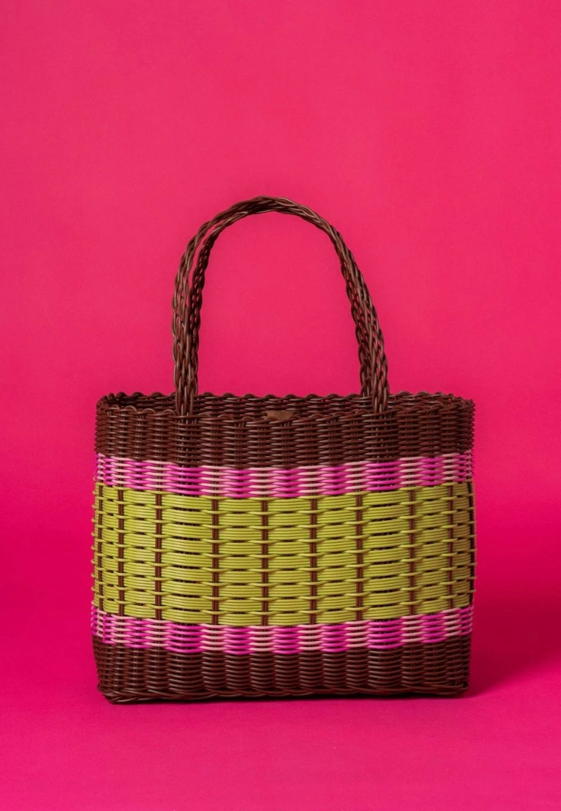 Mira XL Stripe Bag Basket WASABI