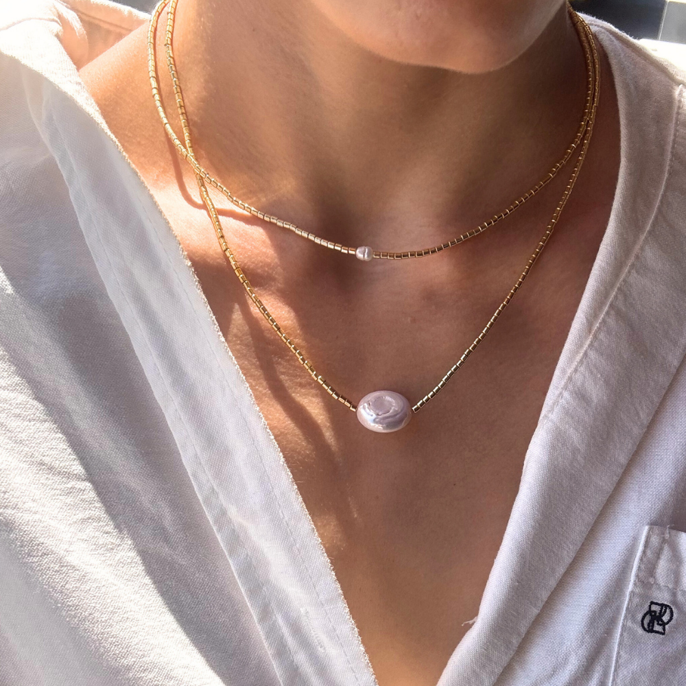 HEI TAI Soleil Necklace GOLD + PEARL