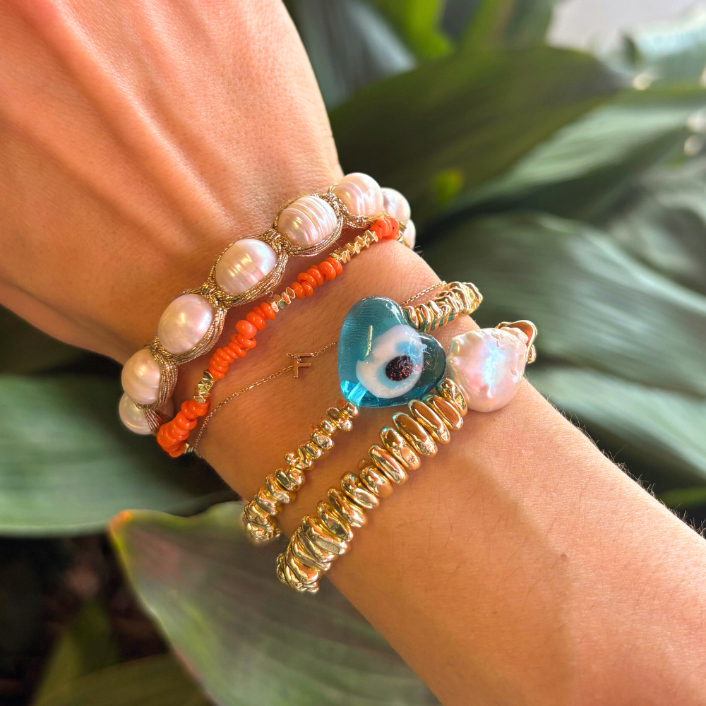 HEI TAI Chunky Luxe Gold Bracelet PEARL ROUND