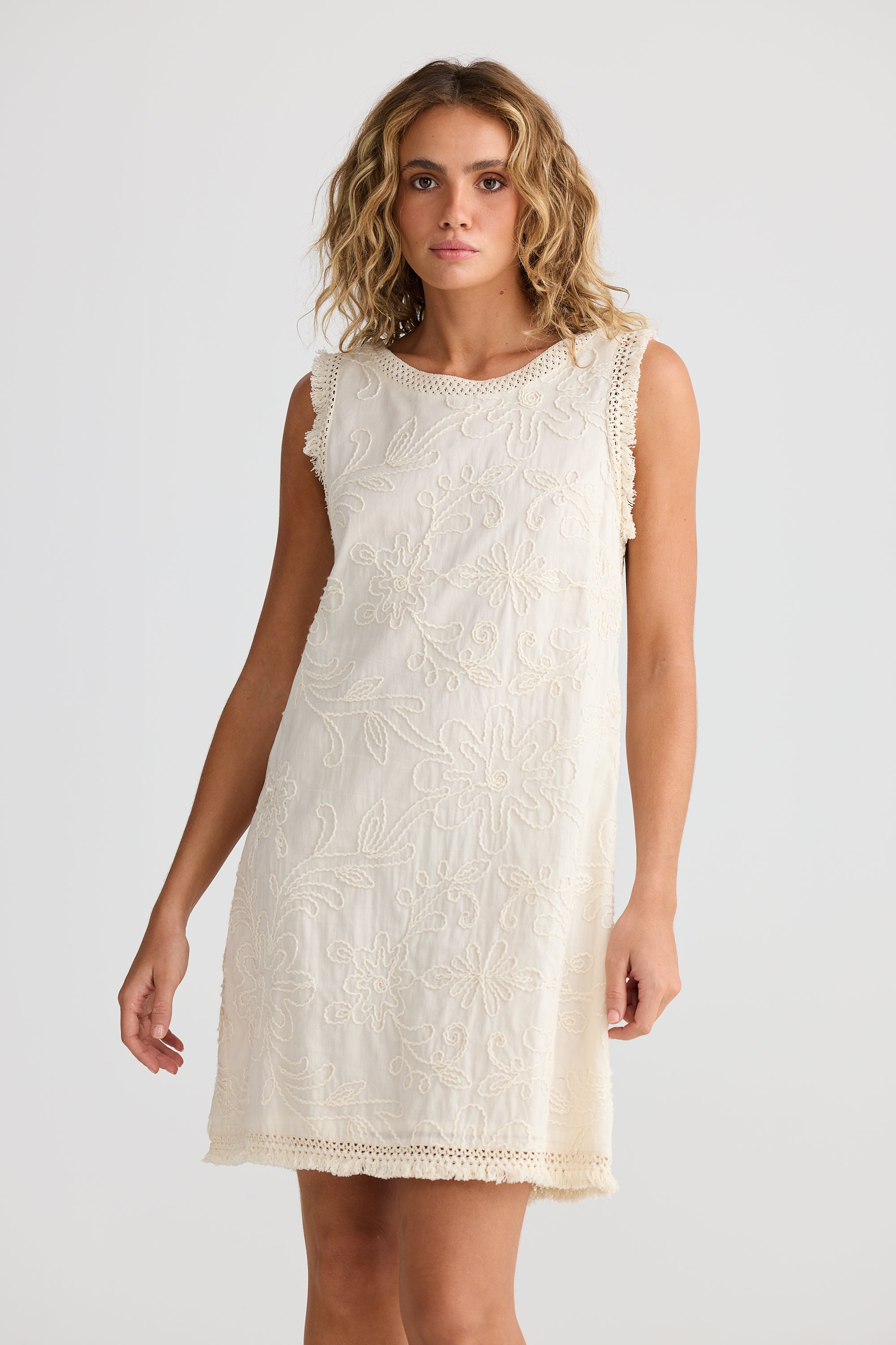 TALISMAN Chantilly Dress NATURAL EMBROIDERY