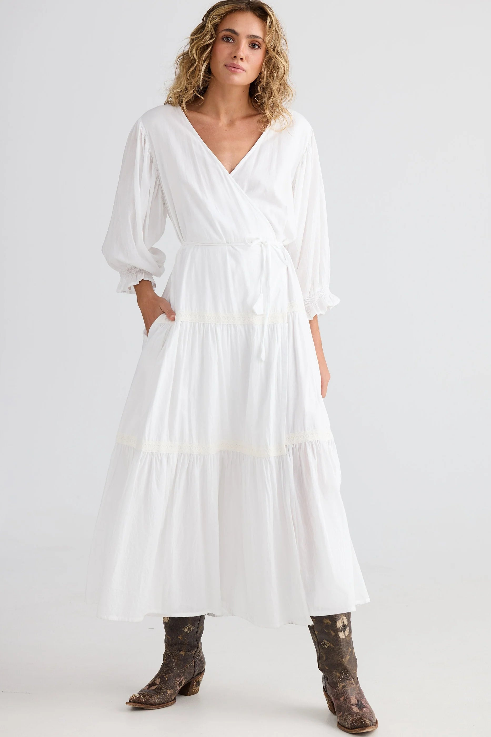 TALISMAN Lunar Wrap Dress WHITE
