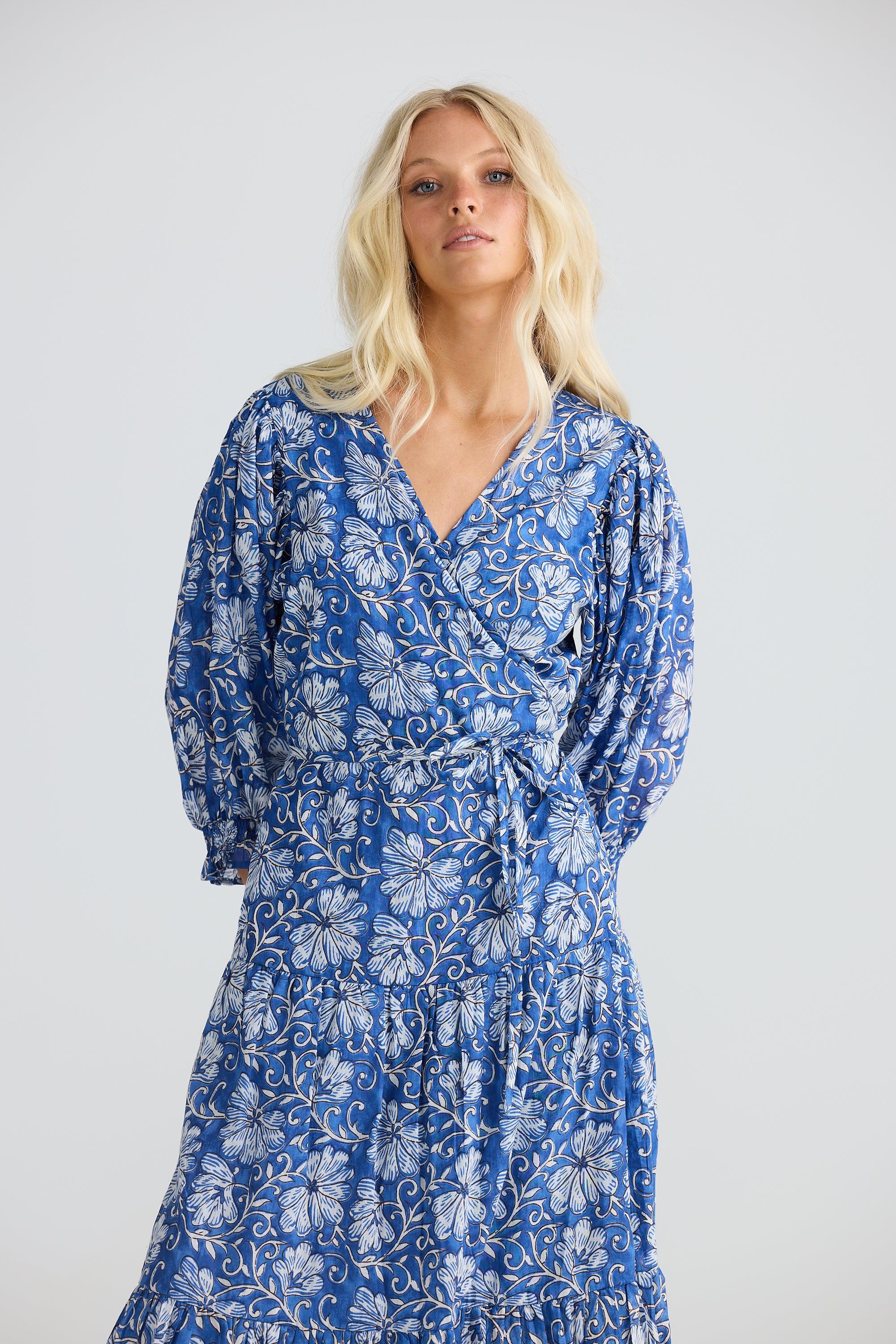 TALISMAN Tara Wrap Dress BLUE BLOSSOM