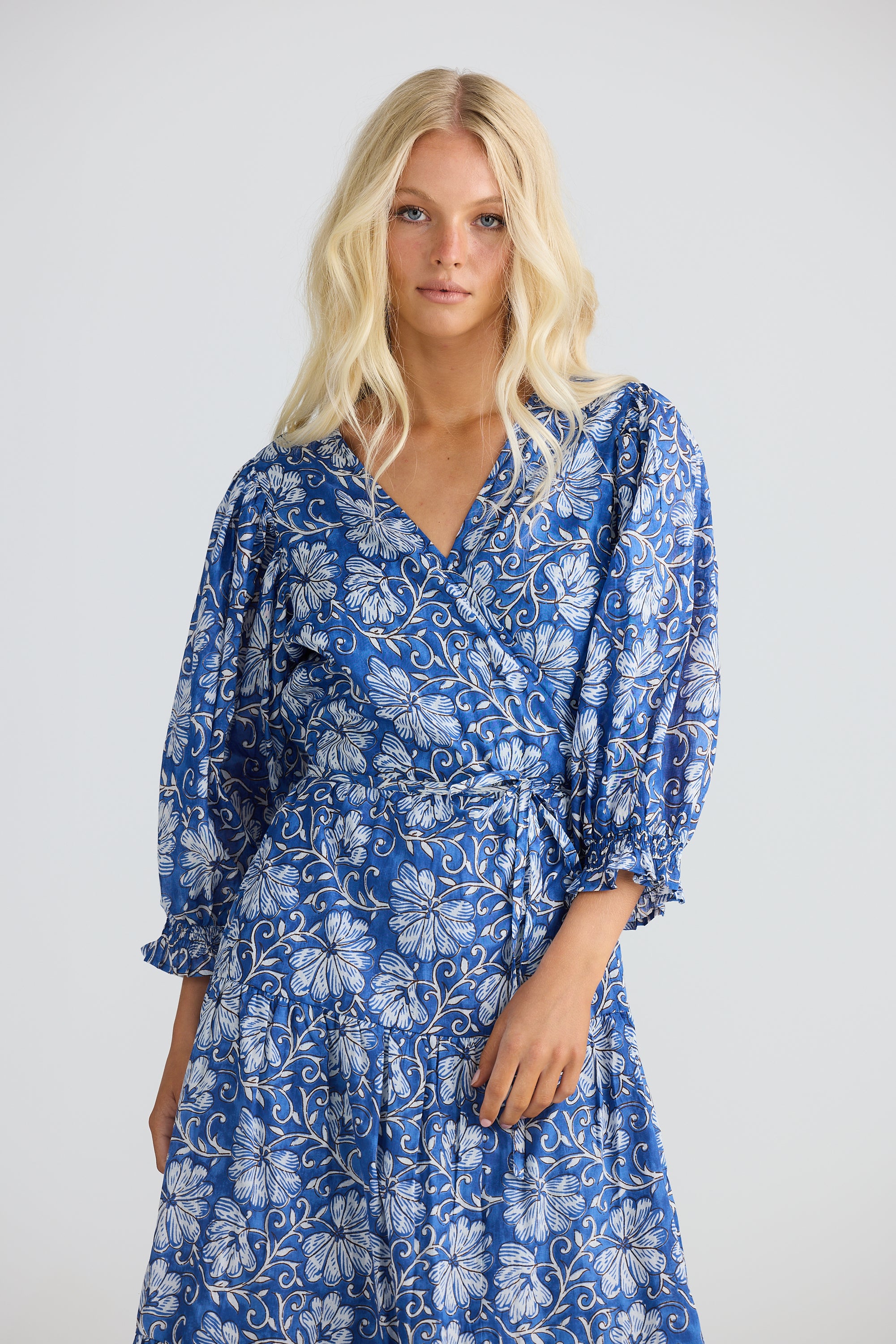 TALISMAN Tara Wrap Dress BLUE BLOSSOM