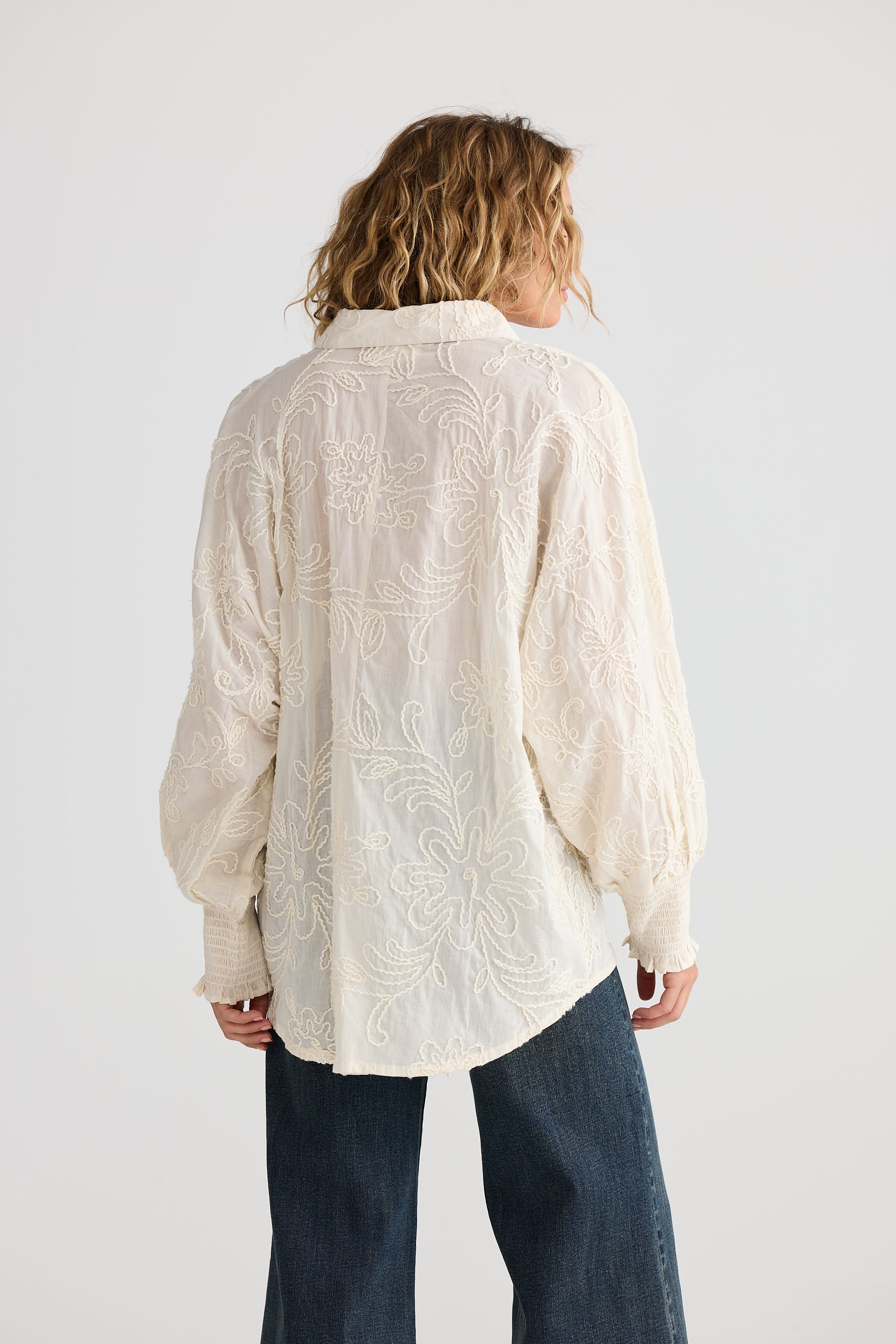 TALISMAN Chantilly Shirt NATURAL EMBROIDERY