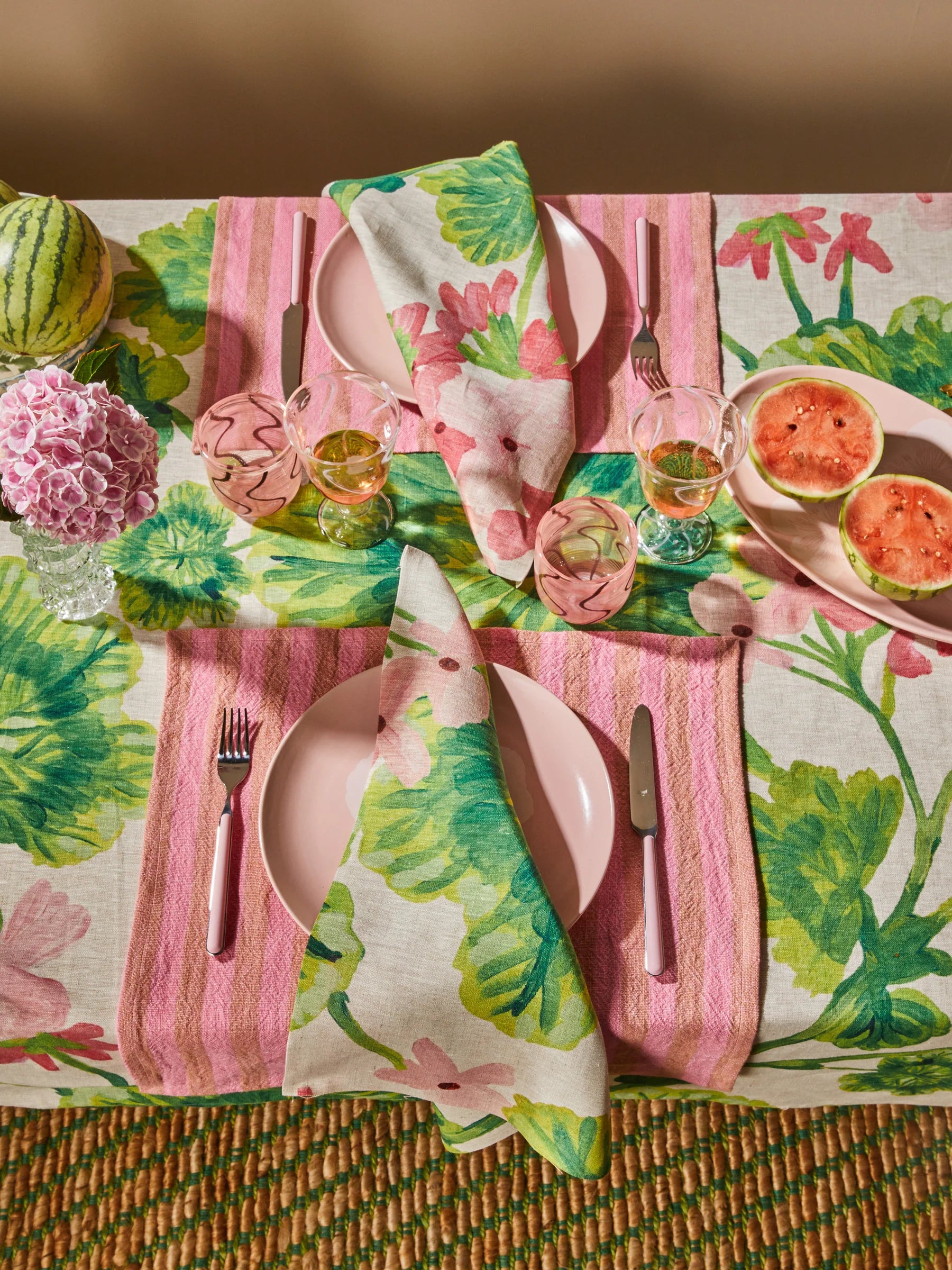 Bonnie and Neil Geranium Tablecloth MEDIUM
