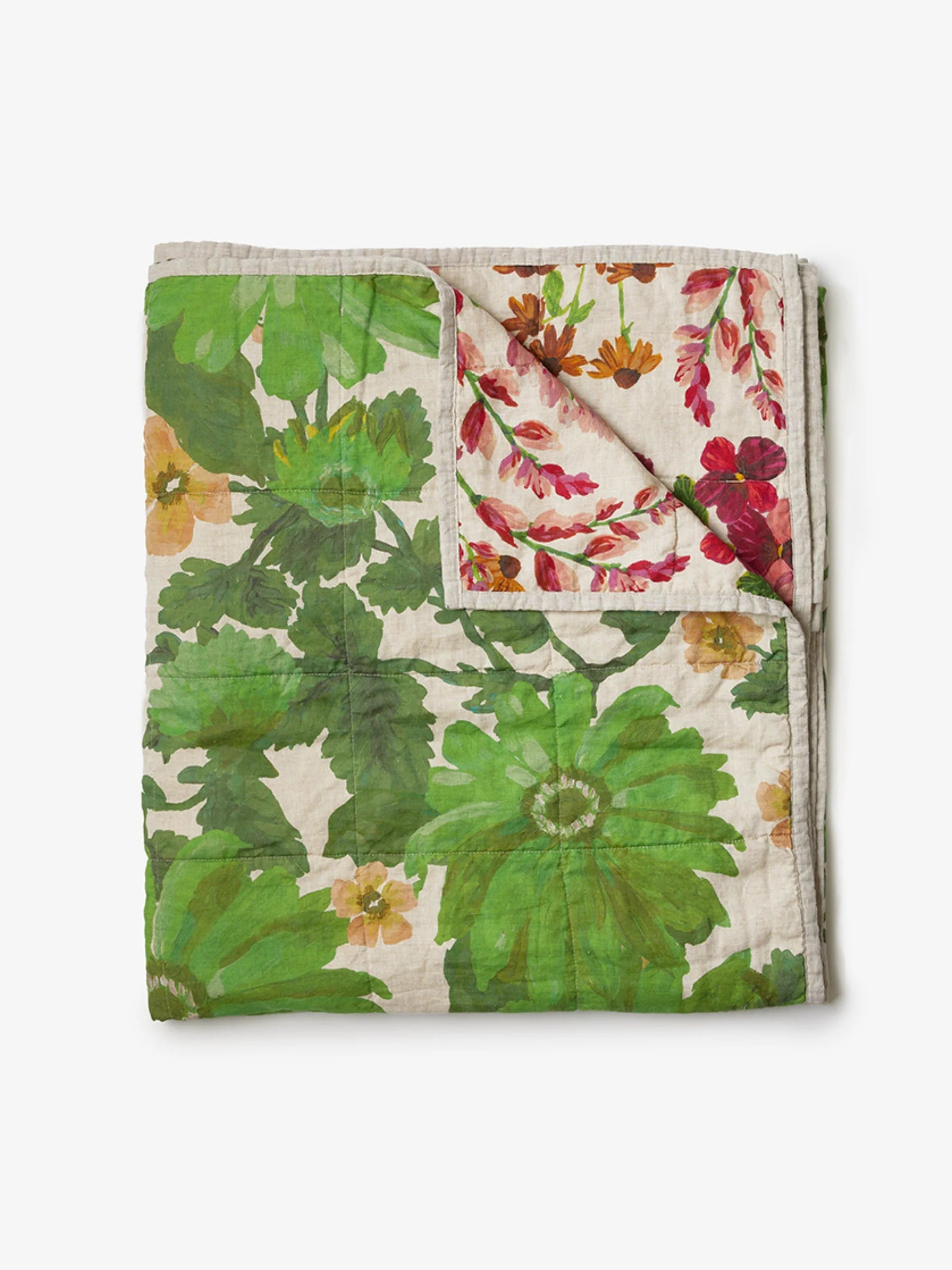 BONNIE AND NEIL Quilted Throw LUPIN MULTI / MARIGOLD LEAF