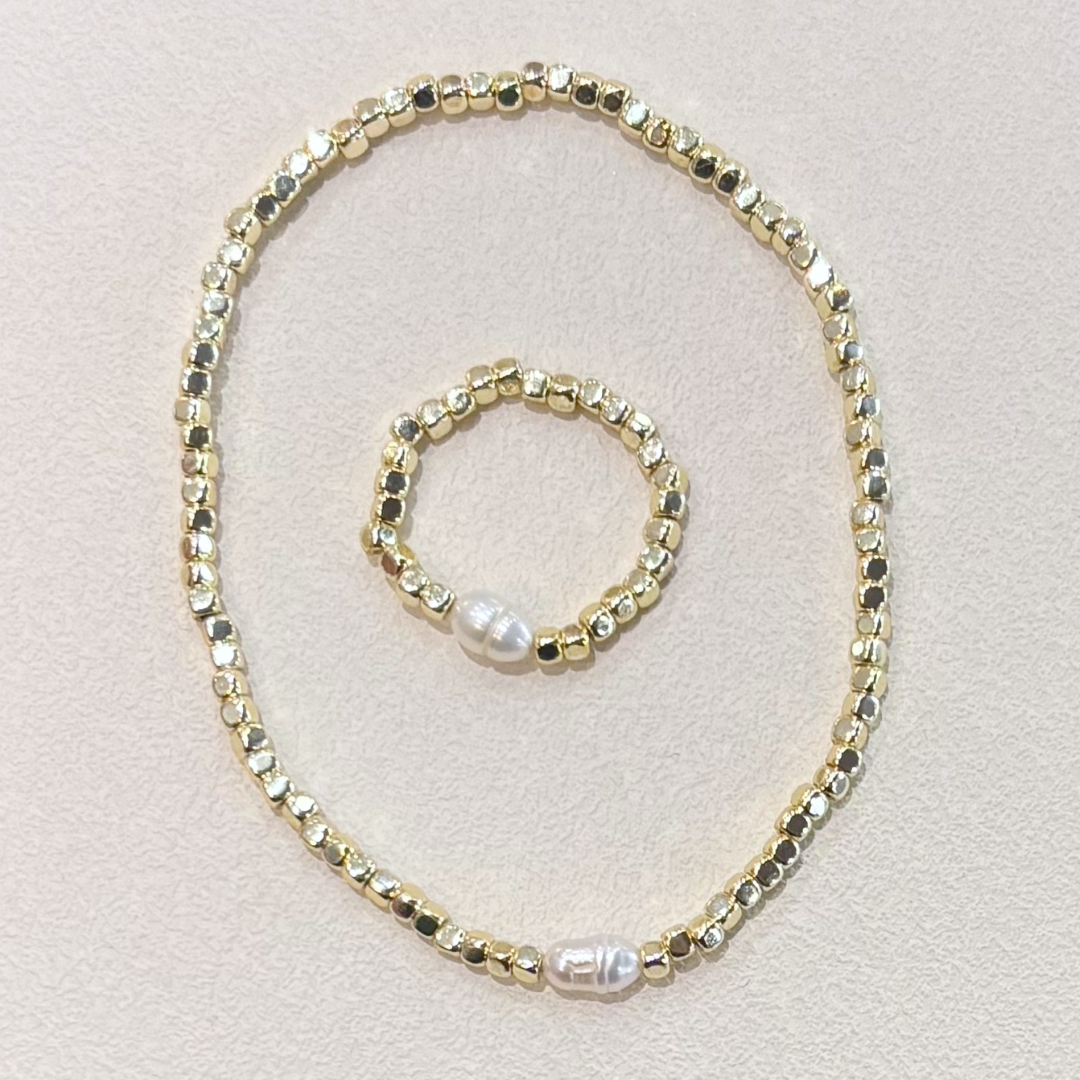 HEI TAI Gold Charm Bracelet SINGLE PEARL