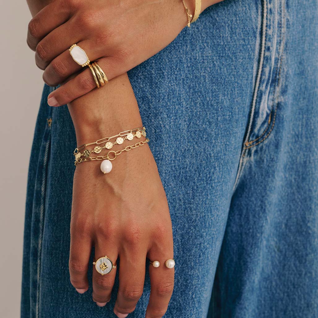 MURKANI Aphrodite Goddess Pearl Drop Bracelet GOLD