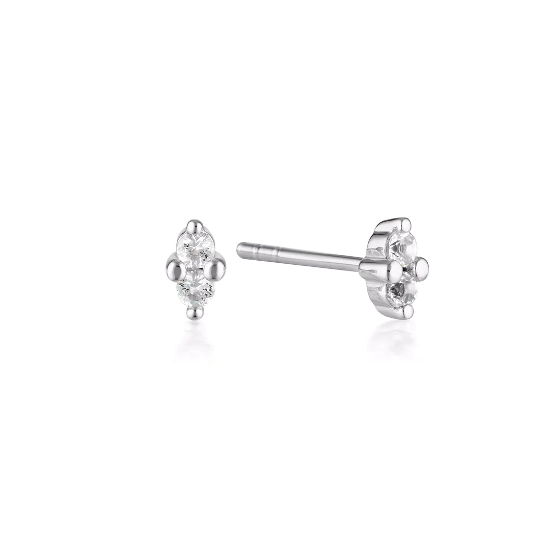 LINDA Birthstone Stud WHITE TOPAZ SILVER