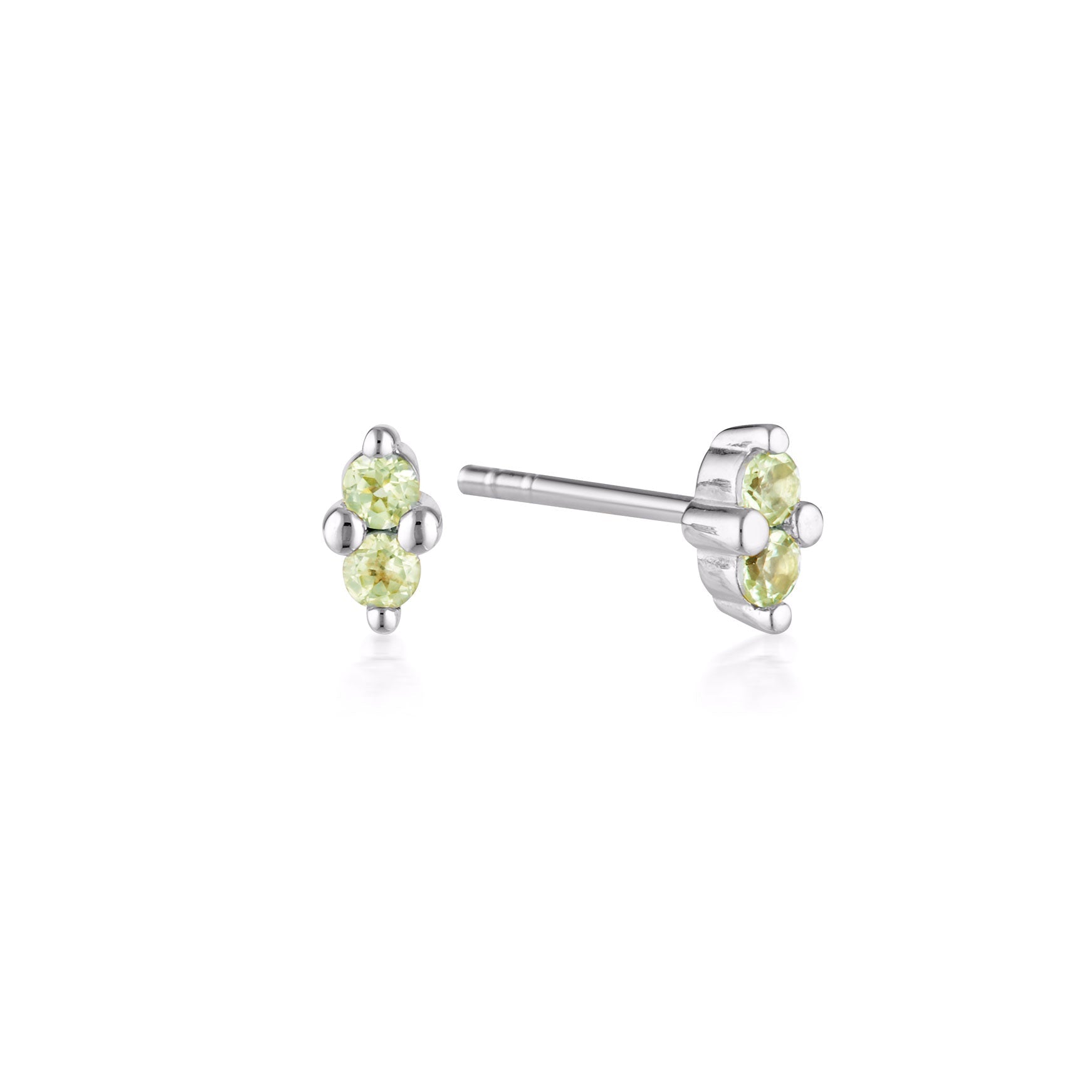 LINDA Birthstone Stud PERIDOT SILVER