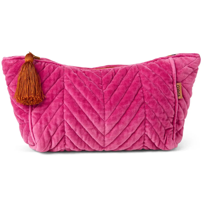 KIP & CO Pink Velvet Toiletry Bag