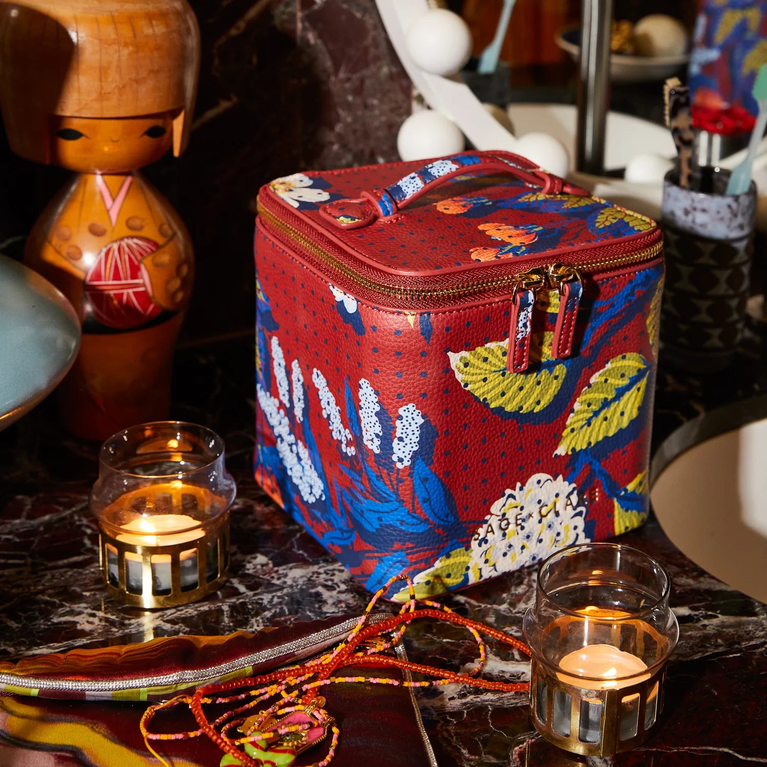 SAGE & CLARE Heidi Small Vanity Case BURNT SIENNA