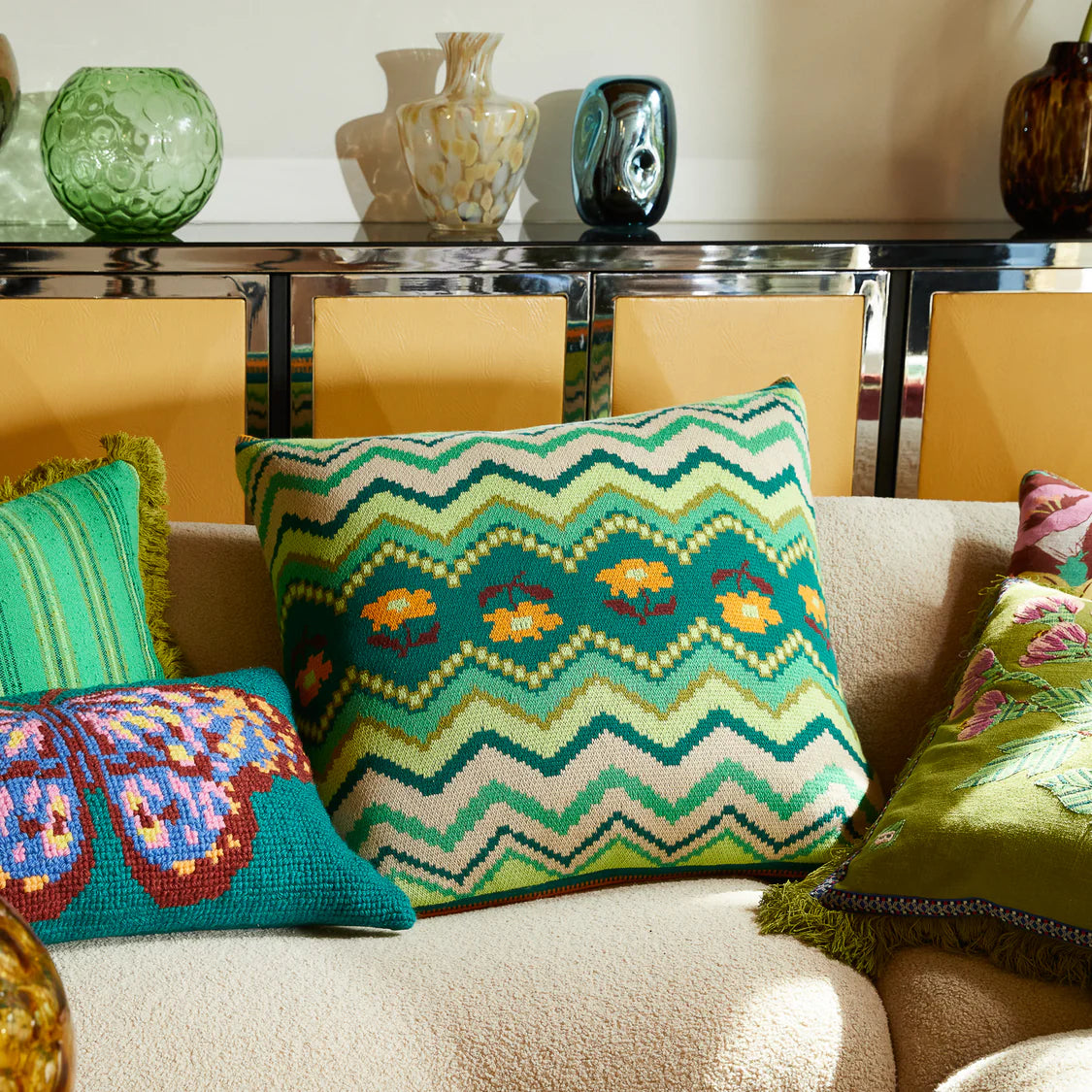 SAGE X CLARE Calina Knit Cushion VERDANT