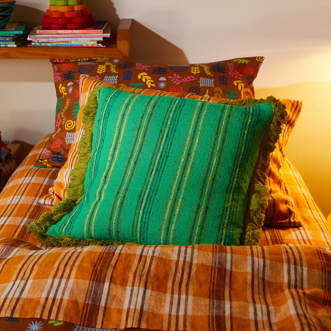 SAGE X CLARE Nicolette Woven Cushion SPRING GREEN