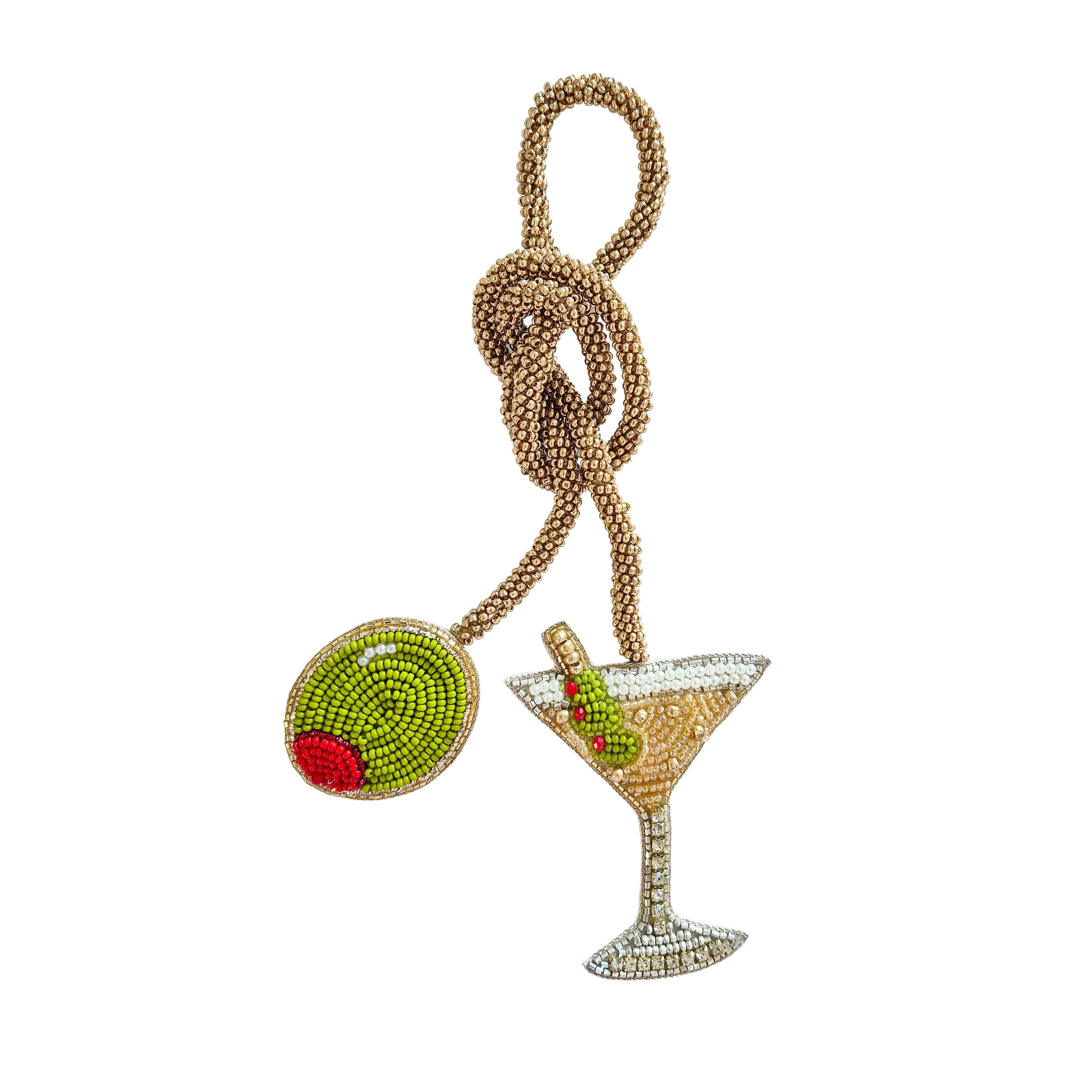 Olive & Martini Beaded Bag Charm