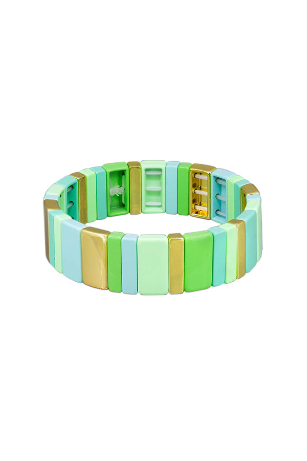 Green & Gold Wide Tile Bracelet