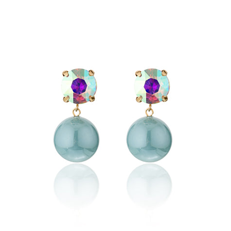 Crystal & Ball Earrings PALE BLUE