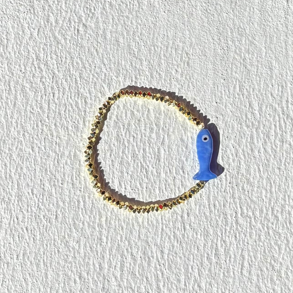 HEI TAI Gold Charm Bracelet BLUE FISH