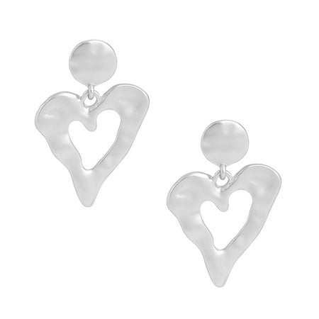 Open Heart Earrings Silver