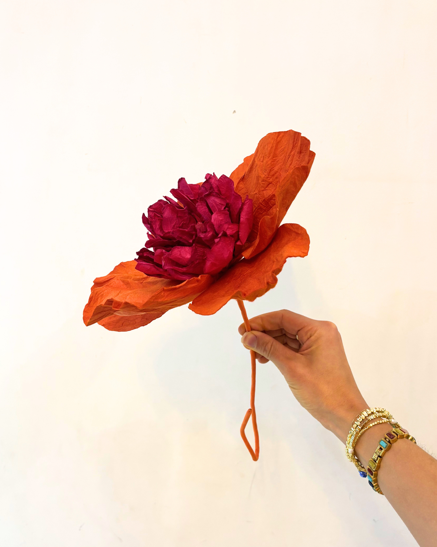 CAMELIA Paper Flower Small ORANGE