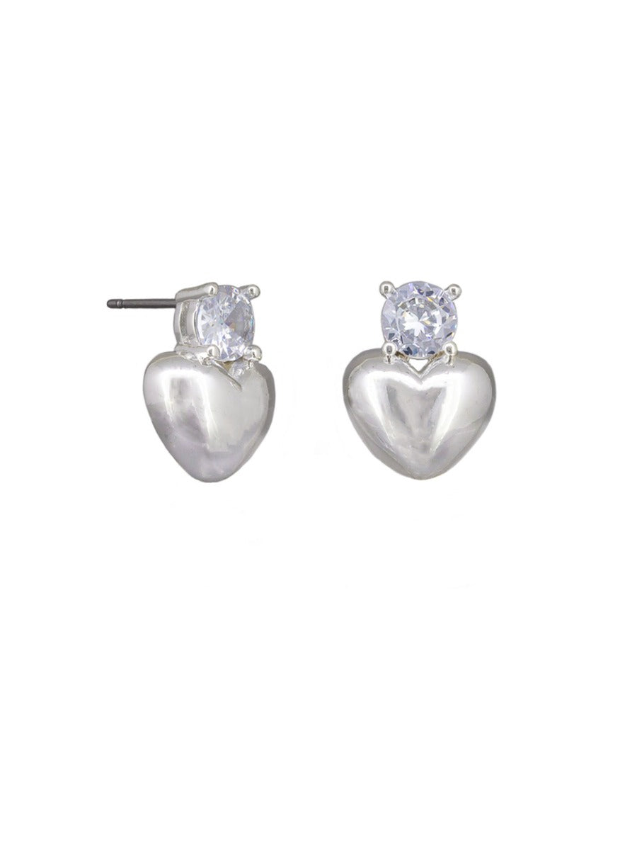 TT25 Caramia Crystal Heart Stud SILVER
